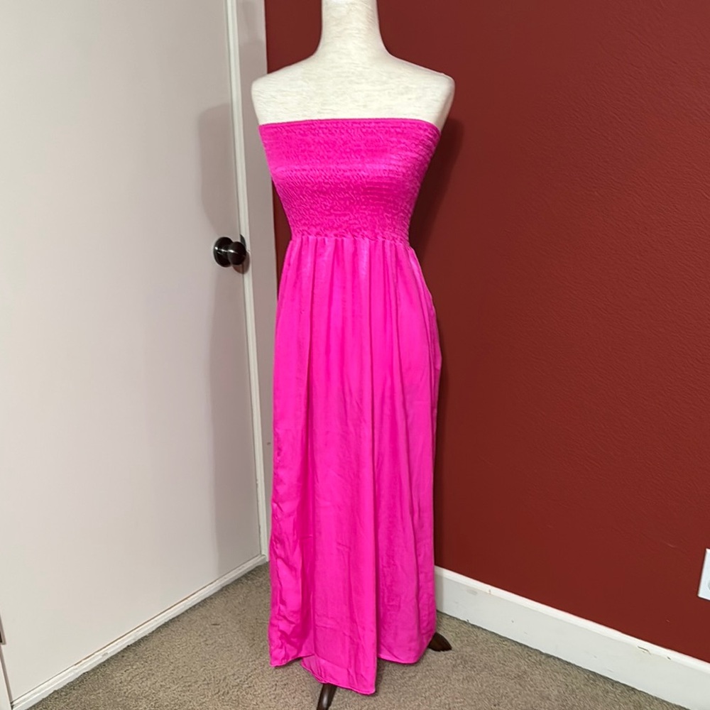 Vibrant Pink Strapless Sundress for Prom